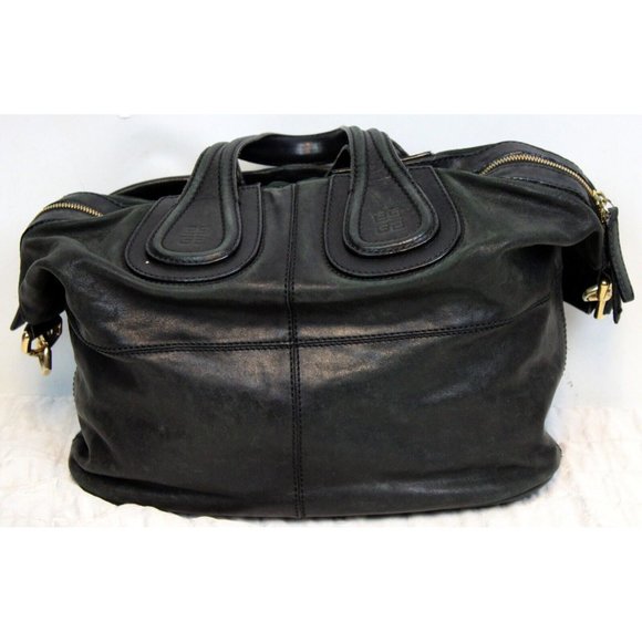 Givenchy Nightingale Black Leather Bag Satchel Bag Removable Strap Pockets - Picture 1 of 12